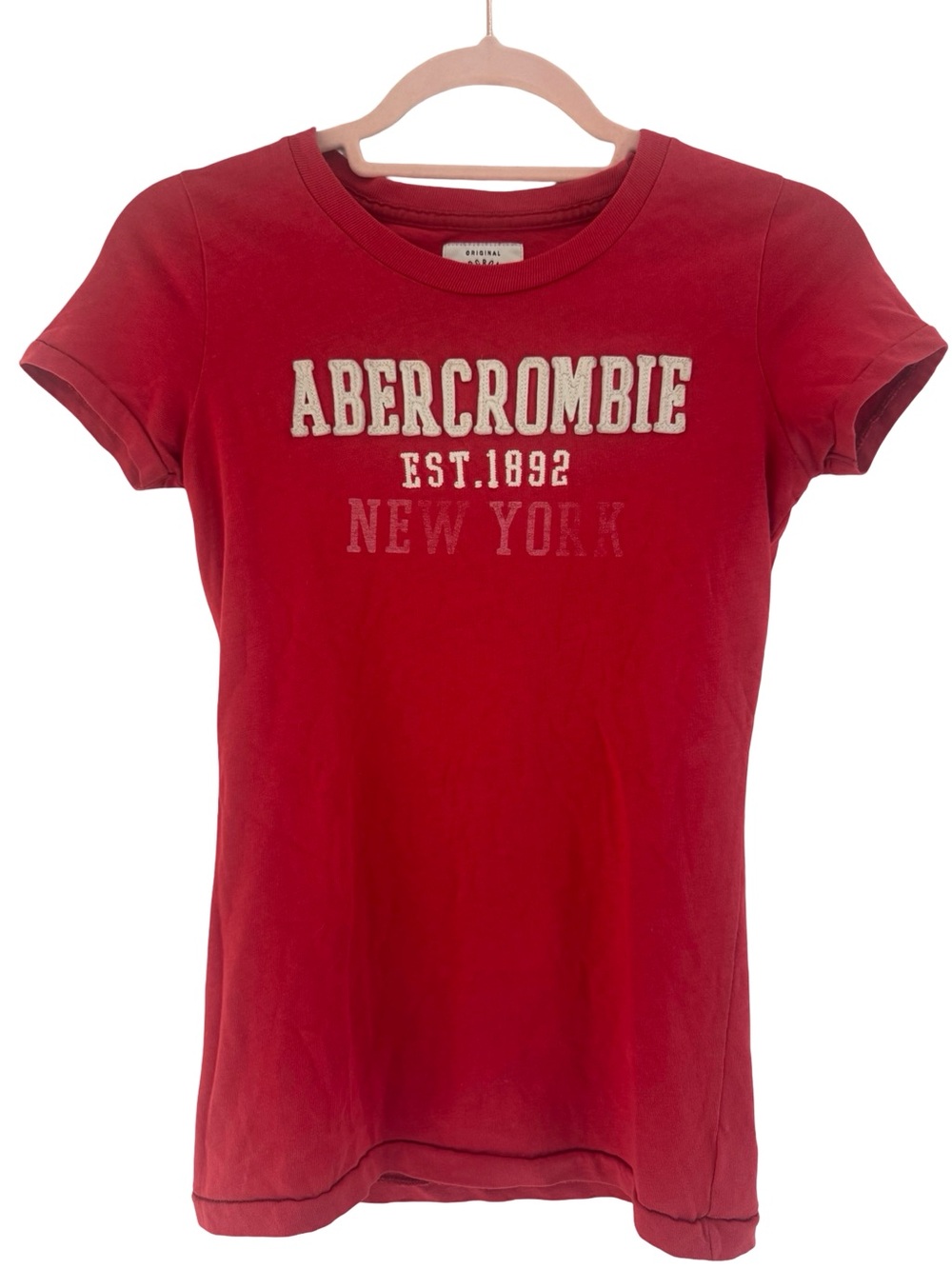 Vintage Y2K Abercrombie & Fitch Red Logo Tee - Women's Short Sleeve Top